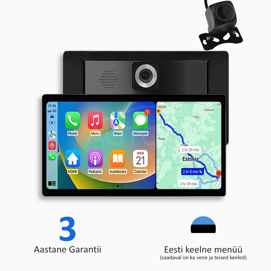 Universaalne Auto Multimeedia koos Apple CarPlay, Android Auto ja Videoregistraatoriga (2025 Mudel)